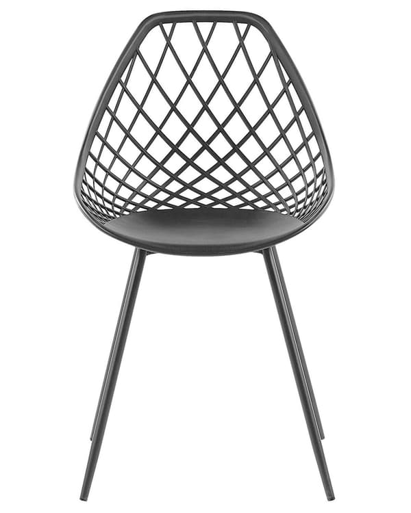 Sett med 2 spisestoler Svart Syntetisk Metall Rund form Dekorativ rygg Moderne Minimalistisk Kjøkken Spisestue