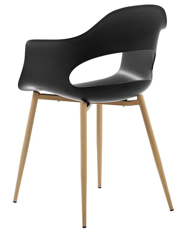 Sett med 2 Spisebordsstoler Svart Syntetisk Materiale Slanke Ben Dekorative