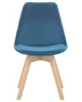 Miniatyrbilde 5 av 10: Sett med 2 Spisestuestoler Blå Fløyel Polstring Sete Elegant Moderne Treben