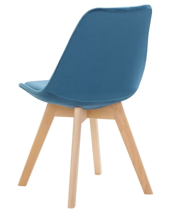 Sett med 2 Spisestuestoler Blå Fløyel Polstring Sete Elegant Moderne Treben