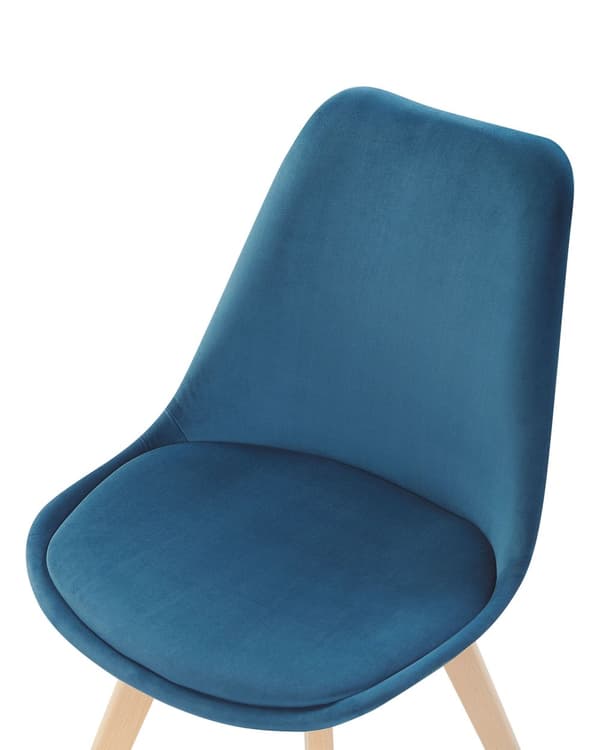 Sett med 2 Spisestuestoler Blå Fløyel Polstring Sete Elegant Moderne Treben