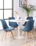 Miniatyrbilde 2 av 10: Sett med 2 Spisestuestoler Blå Fløyel Polstring Sete Elegant Moderne Treben