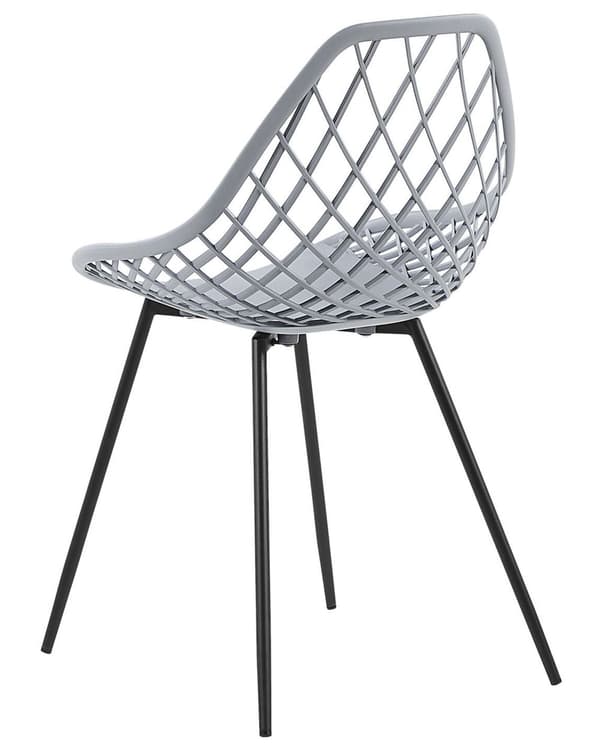 Sett med 2 spisestoler Grå Syntetisk Metall Rund form Dekorativ rygg Moderne Minimalistisk Kjøkken Spisestue