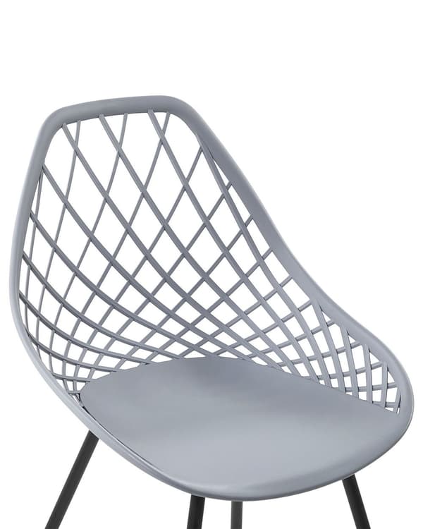 Sett med 2 spisestoler Grå Syntetisk Metall Rund form Dekorativ rygg Moderne Minimalistisk Kjøkken Spisestue