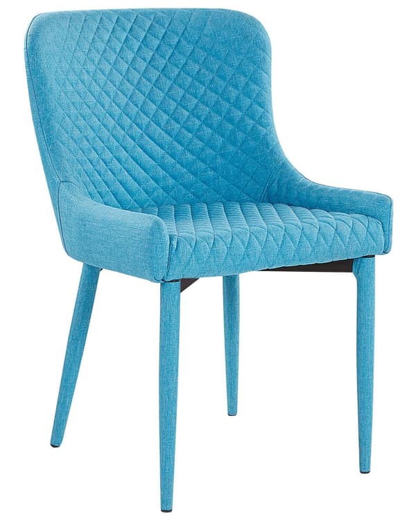 Sett med 2 Spisestoler Blått Stoff Møbeltrekk Glam Eklektisk Stil