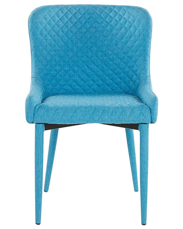 Sett med 2 Spisestoler Blått Stoff Møbeltrekk Glam Eklektisk Stil