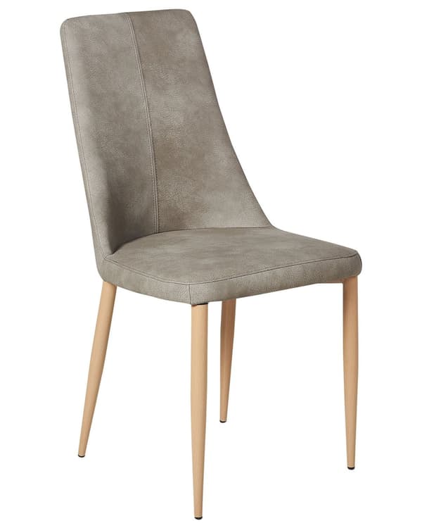 Sett med 2 spisestoler lysegrå imitert skinn stålben høy rygg moderne design