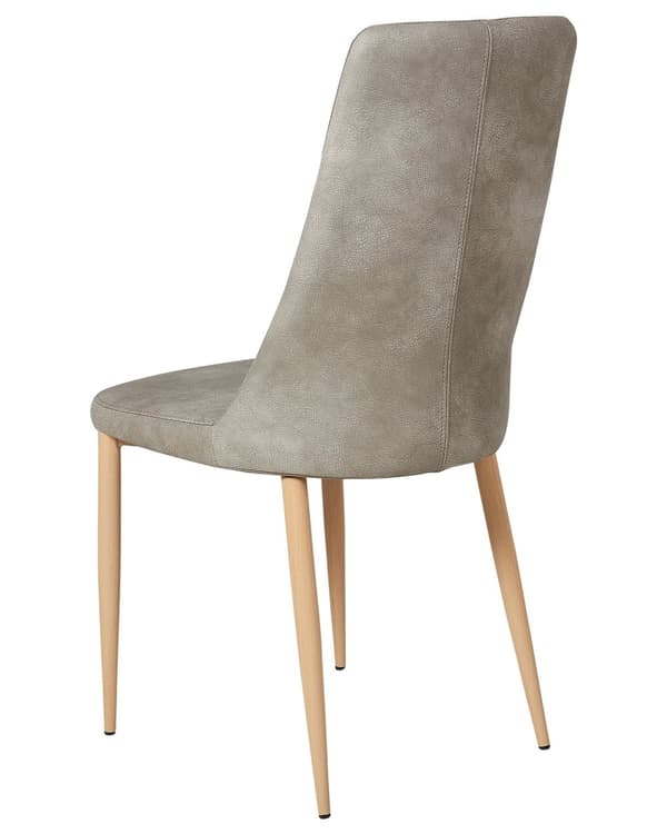 Sett med 2 spisestoler lysegrå imitert skinn stålben høy rygg moderne design