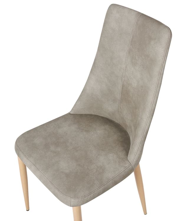 Sett med 2 spisestoler lysegrå imitert skinn stålben høy rygg moderne design
