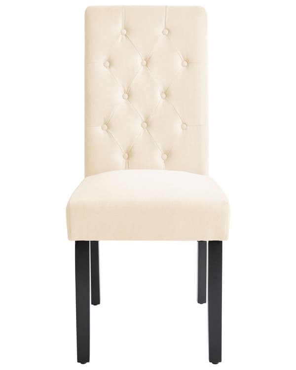 Sett med 2 spisestoler i kremfarget stoff Glam Modern Design Svarte treben