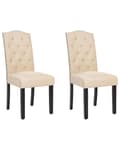 Miniatyrbilde 1 av 11: Sett med 2 Spisestoler Beige Fløyelstoff Moderne Retro Design Svarte Treben