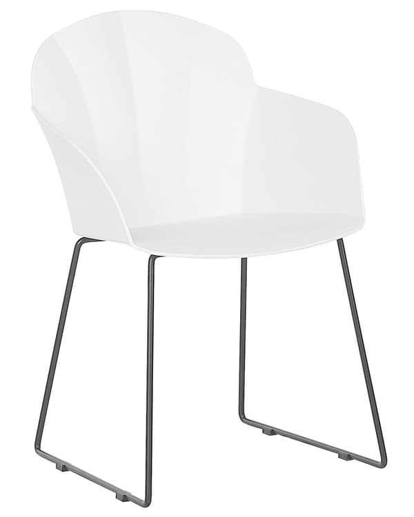 Spisestoler 2 stk hvit plaststoler svart metallben moderne