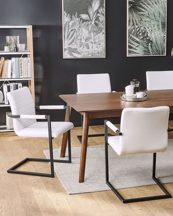 Stoler 2 stk hvit kunstskinn moderne design