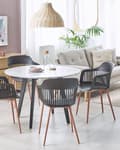 Miniatyrbilde 2 av 9: Sett med 2 Spisestuestoler Svart Syntetisk Materiale Metallben Åpent Ryggstøtte Moderne Stue