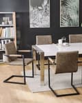 Miniatyrbilde 2 av 9: Sett med 4 konferansestoler Brun Imitert skinn Moderne design Cantilever Kontor Møterom
