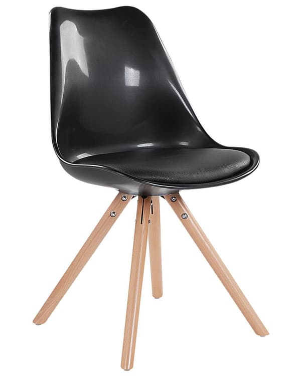 Sett med 2 Spisestuestoler Svart Kunstskinnsete Slanke Treben Armløse Moderne
