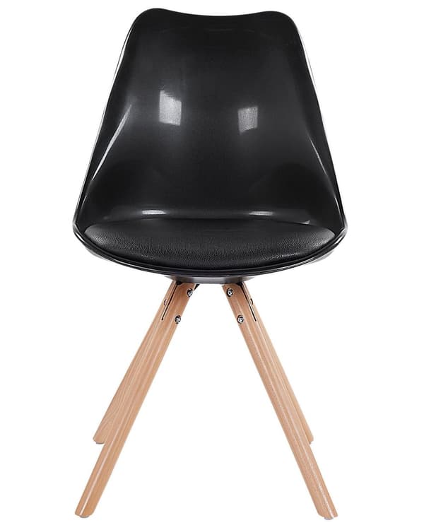 Sett med 2 Spisestuestoler Svart Kunstskinnsete Slanke Treben Armløse Moderne