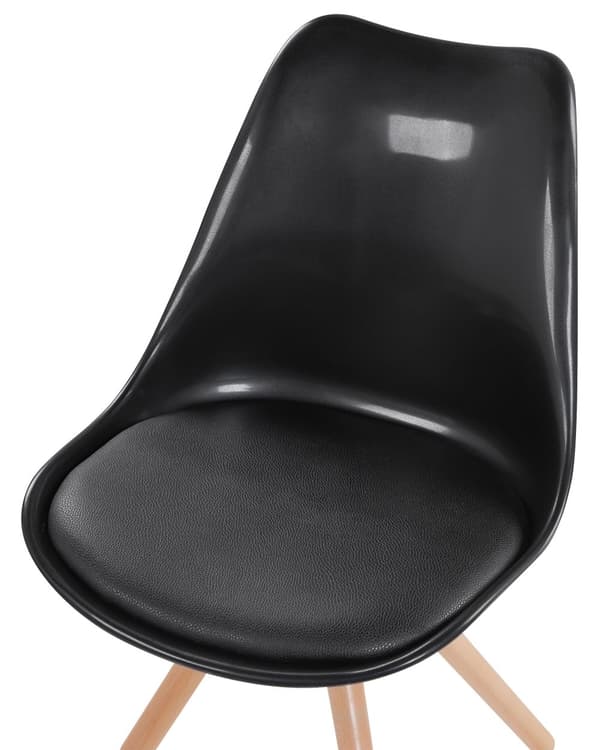 Sett med 2 Spisestuestoler Svart Kunstskinnsete Slanke Treben Armløse Moderne