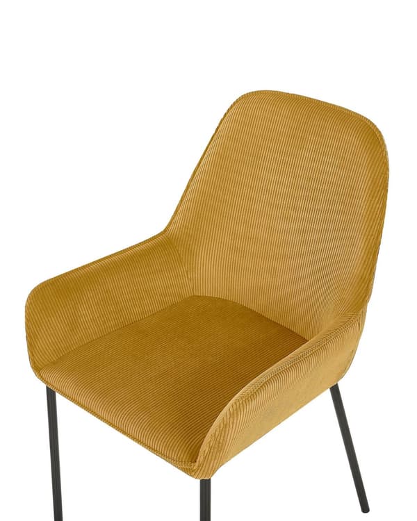 Spisestoler 2 stk gul kordfløyel svart ben glamour moderne