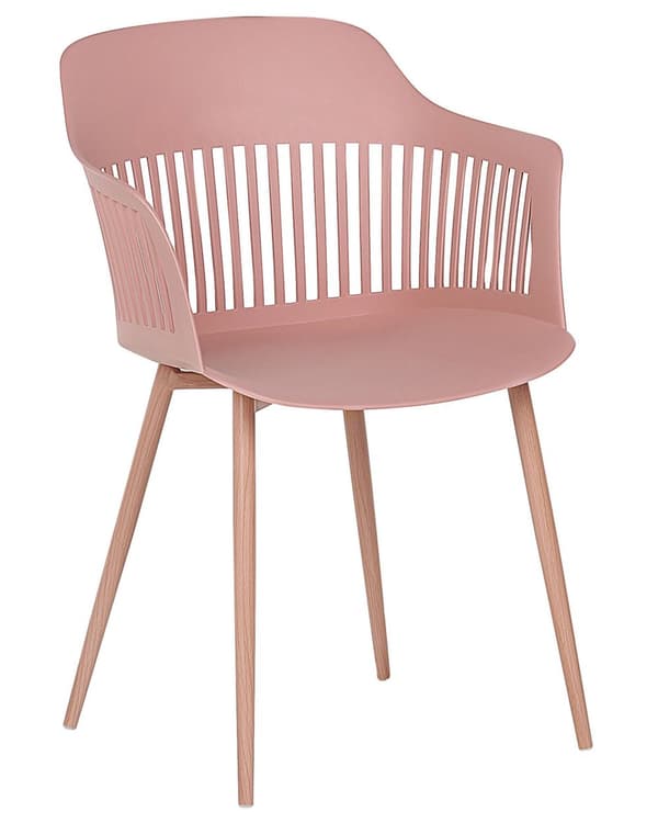 Sett med 2 Spisestoler Rosa Syntetisk Materiale Metallben Ryggstøtte Stue Moderne stil