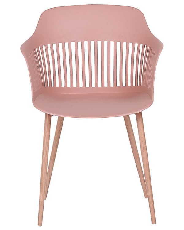 Sett med 2 Spisestoler Rosa Syntetisk Materiale Metallben Ryggstøtte Stue Moderne stil