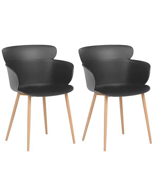 Spisestoler 2 stk svart plaststoler treben ergonomisk ryggstøtte moderne