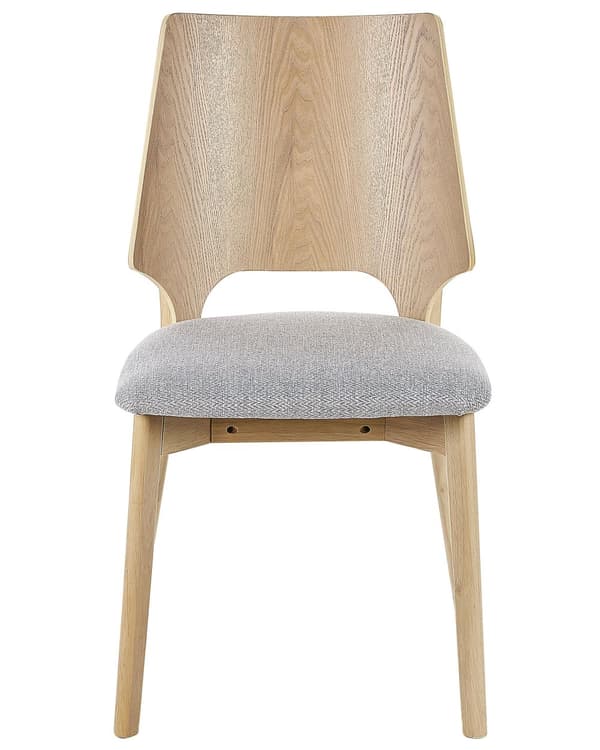 Tuoli vaalea puu harmaa 47 x 88 x 46 cm puu polyesteri 2 kpl jalkatapit retro perinteinen