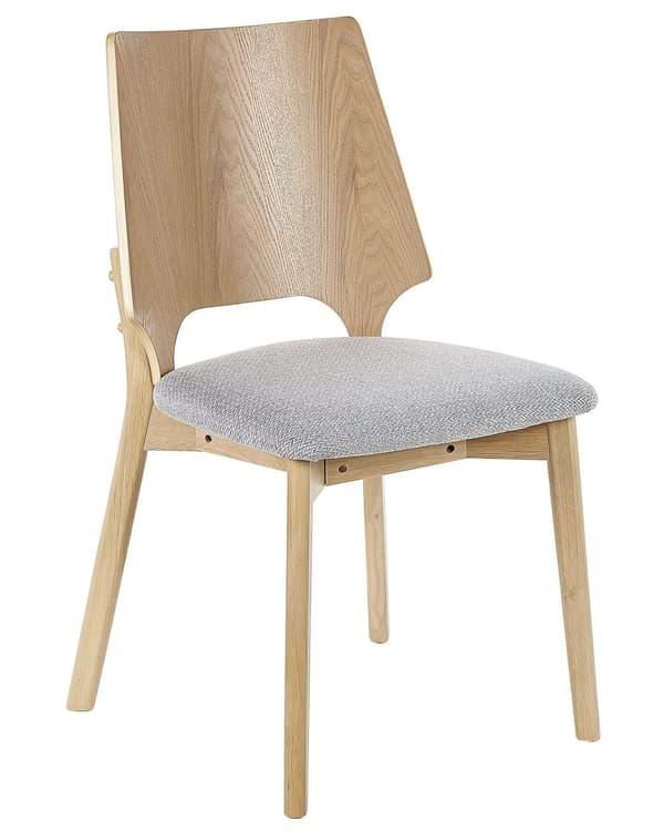 Tuoli vaalea puu harmaa 47 x 88 x 46 cm puu polyesteri 2 kpl jalkatapit retro perinteinen