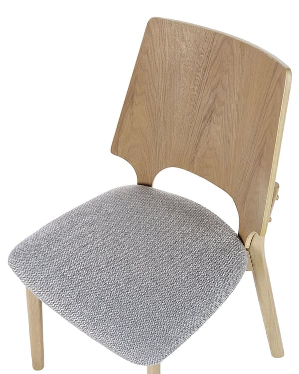 Tuoli vaalea puu harmaa 47 x 88 x 46 cm puu polyesteri 2 kpl jalkatapit retro perinteinen