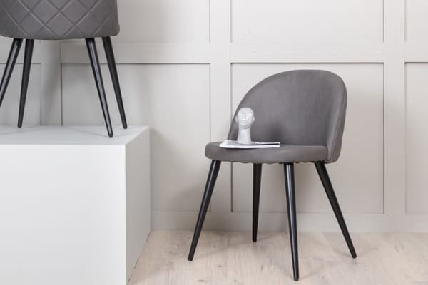 2 x Velvet matstol velour grå.