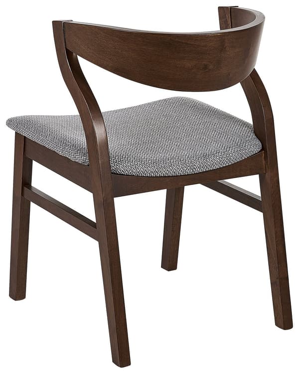 Set med 2 Matstolar Mörkt trä och Grå Plywood Polyestertyg Gummiträben Retro Traditionell stil