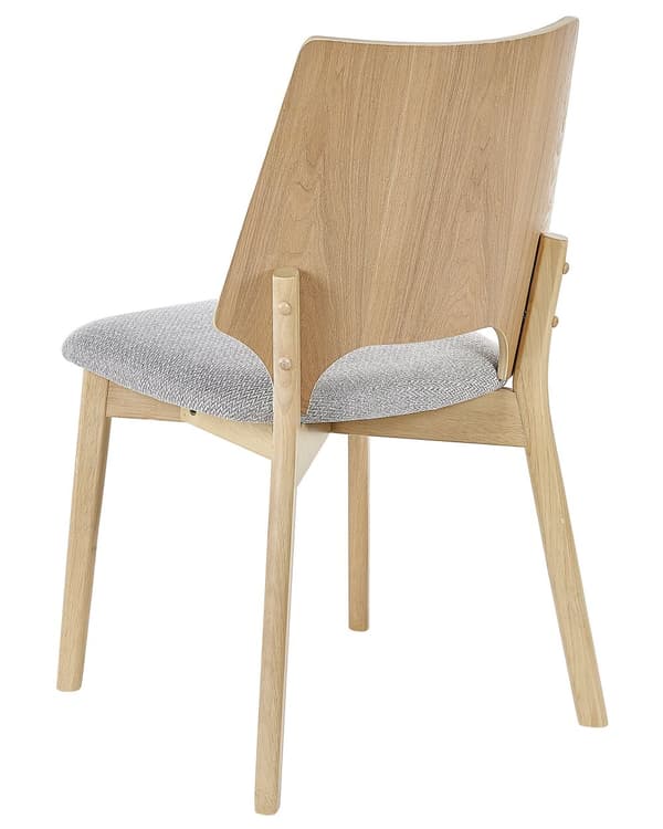 Set med 2 Matstolar Ljust trä och Grå Plywood Polyestertyg Gummiträben Armstödslös Retro Traditionell stil
