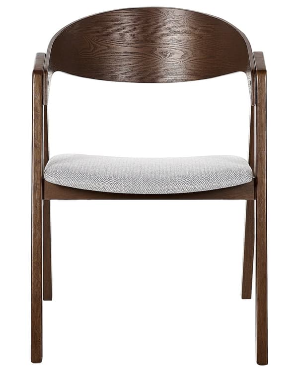 Set med 2 Matstolar Mörkt trä och Grå Plywood Polyestertyg Gummiträben Retro Traditionell stil