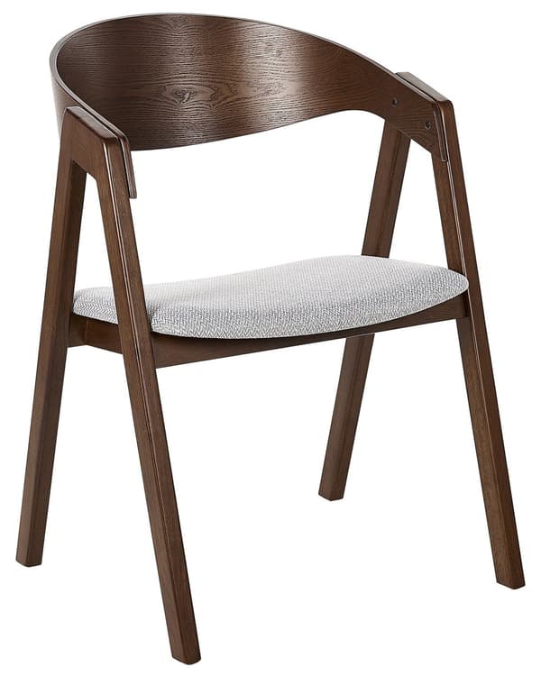 Set med 2 Matstolar Mörkt trä och Grå Plywood Polyestertyg Gummiträben Retro Traditionell stil