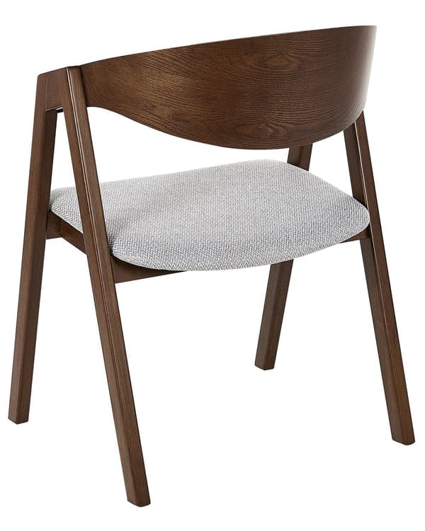 Set med 2 Matstolar Mörkt trä och Grå Plywood Polyestertyg Gummiträben Retro Traditionell stil