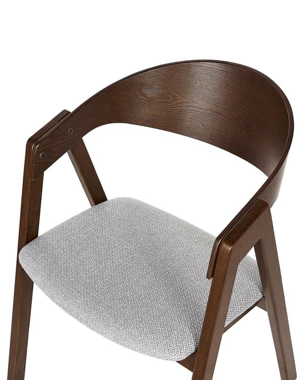 Set med 2 Matstolar Mörkt trä och Grå Plywood Polyestertyg Gummiträben Retro Traditionell stil