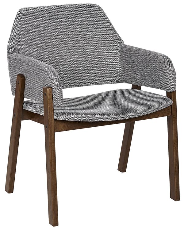Set med 2 Matstolar Mörkt trä och Grå Polyestertyg Gummiträben Retro Traditionell stil