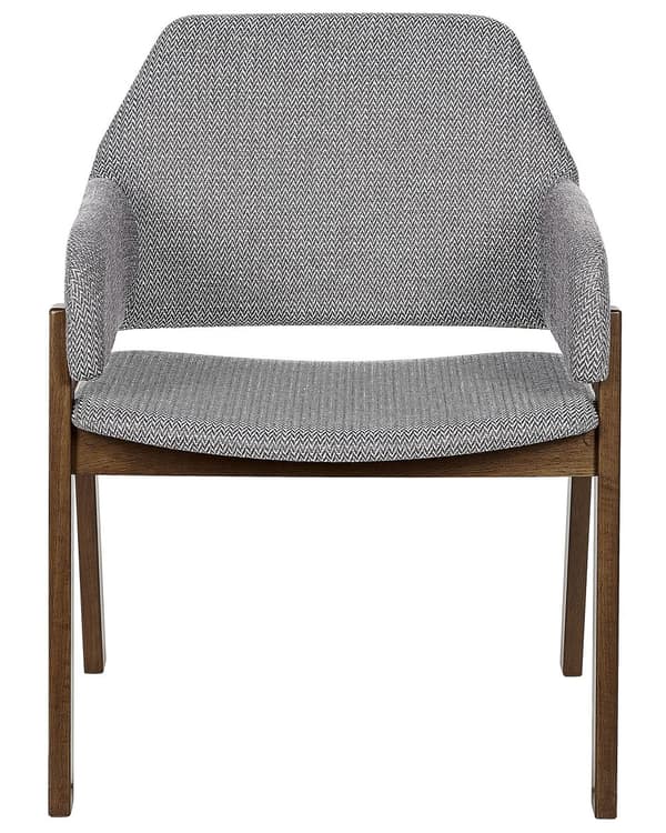 Set med 2 Matstolar Mörkt trä och Grå Polyestertyg Gummiträben Retro Traditionell stil