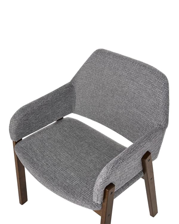 Set med 2 Matstolar Mörkt trä och Grå Polyestertyg Gummiträben Retro Traditionell stil