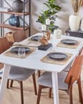 Miniatyrbilde 4 av 10: Sett med 2 spisestoler Grå Mørkt tre Polyester Kryssfiner Gummitre Uten armlener Retro Tradisjonell stil Spisestue Kjøkken