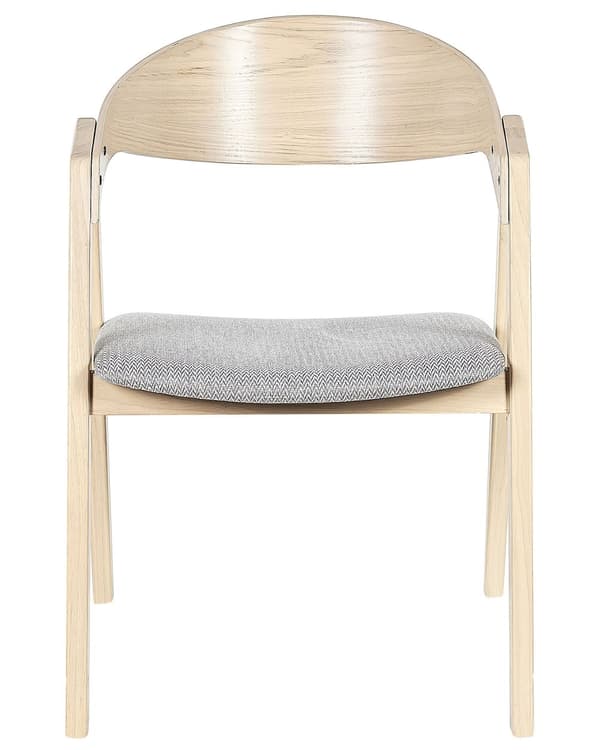 Sett med 2 spisestoler Grå Lyst tre Polyester Kryssfiner Gummitre Med armlener Retro Tradisjonell stil Spisestue Kjøkken