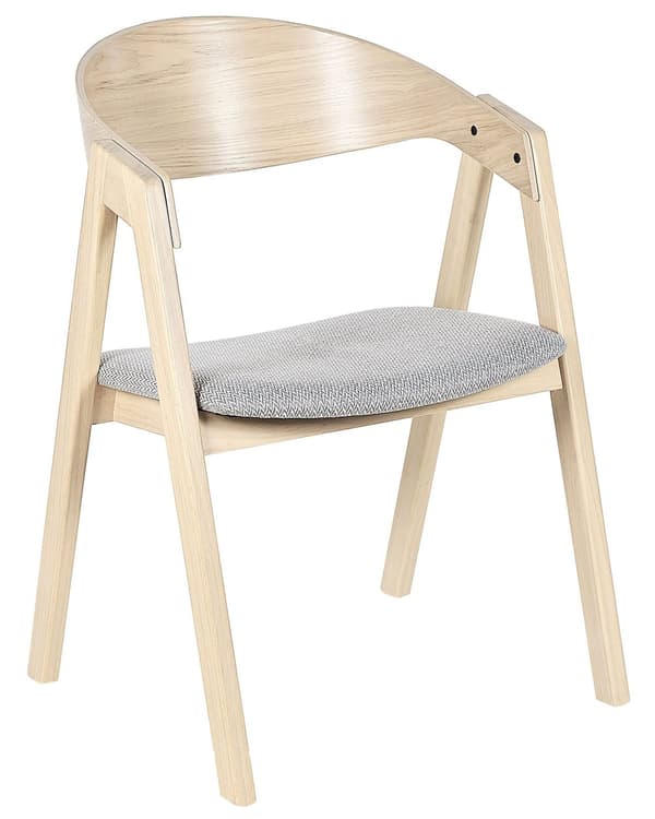 Sett med 2 spisestoler Grå Lyst tre Polyester Kryssfiner Gummitre Med armlener Retro Tradisjonell stil Spisestue Kjøkken