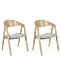 Miniatyrbilde 1 av 11: Sett med 2 spisestoler Grå Lyst tre Polyester Kryssfiner Gummitre Med armlener Retro Tradisjonell stil Spisestue Kjøkken