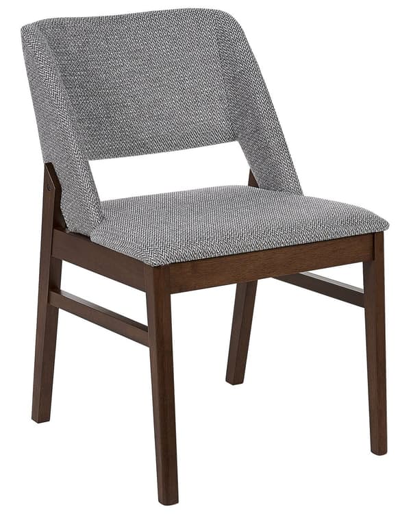 Sett med 2 spisestoler Grå Mørkt tre Stoff Polyester Gummitre Retro Tradisjonell stil Spisestue Kjøkken