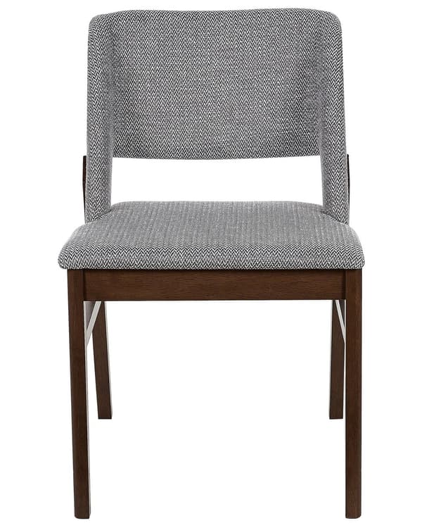 Sett med 2 spisestoler Grå Mørkt tre Stoff Polyester Gummitre Retro Tradisjonell stil Spisestue Kjøkken