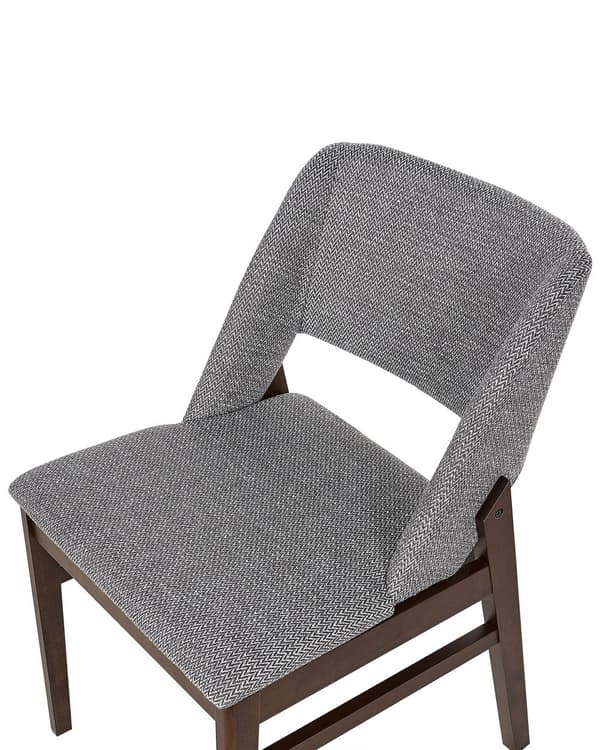 Sett med 2 spisestoler Grå Mørkt tre Stoff Polyester Gummitre Retro Tradisjonell stil Spisestue Kjøkken