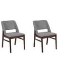 Miniatyrbilde 1 av 9: Sett med 2 spisestoler Grå Mørkt tre Stoff Polyester Gummitre Retro Tradisjonell stil Spisestue Kjøkken
