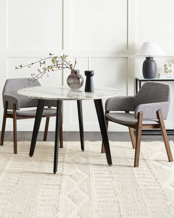 Sett med 2 spisestoler Grå Mørkt tre Polyester Gummitre Retro Tradisjonell stil Spisestue Kjøkken