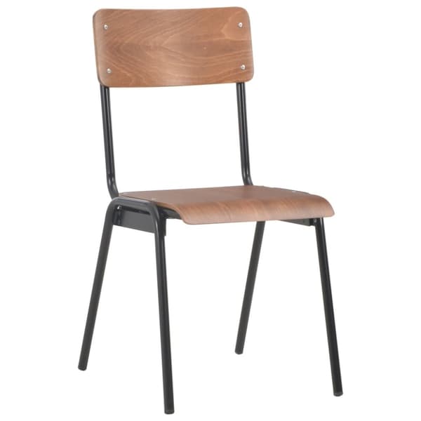 vidaXL Matstolar 4 st massiv plywood stål brun