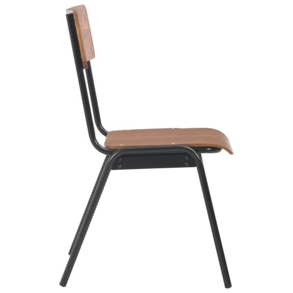 vidaXL Matstolar 4 st massiv plywood stål brun